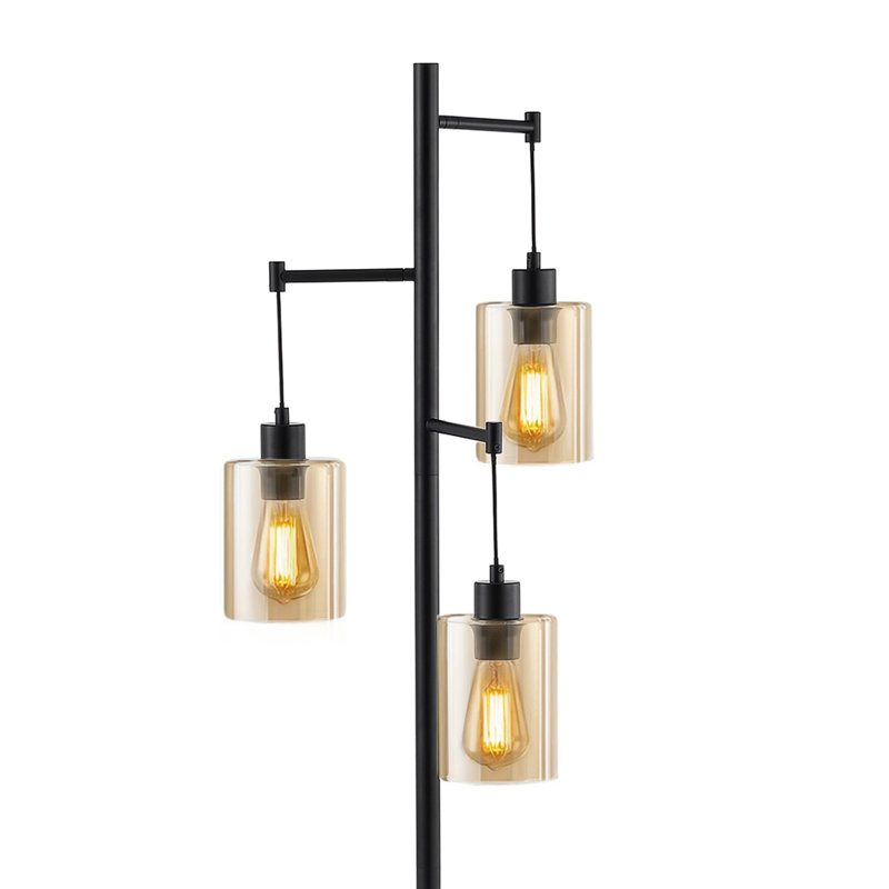 Dilorenzo 69" Tree Floor Lamp, Beige Glass