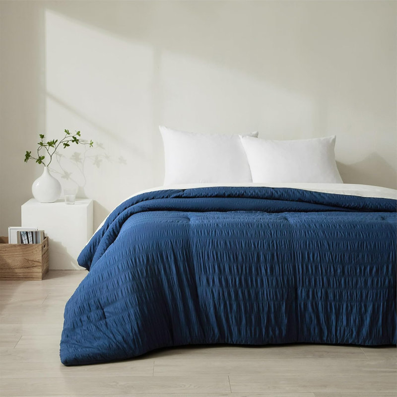 Stylehouse Ultra Soft Crinkle Comforter, Navy, Twin Comforter