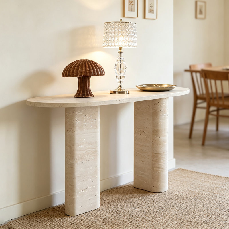 Modern irregularly designed console table, 33.46" H x 55.12" W x 15.75" D