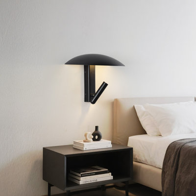 Applique murale de lecture moderne noire avec projecteur à DEL réglable de 3 W, lampe de chevet blanc chaud 2700 K pour chambre à coucher, tête de lit, hôtel et coin lecture