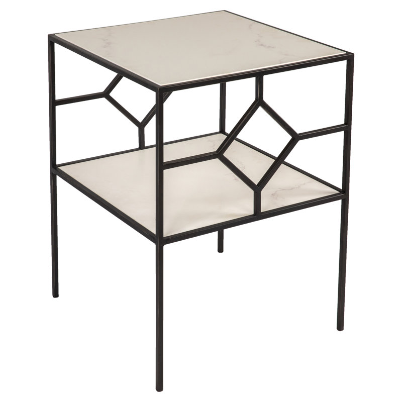 Birmingham End Table with Storage, Flat Black