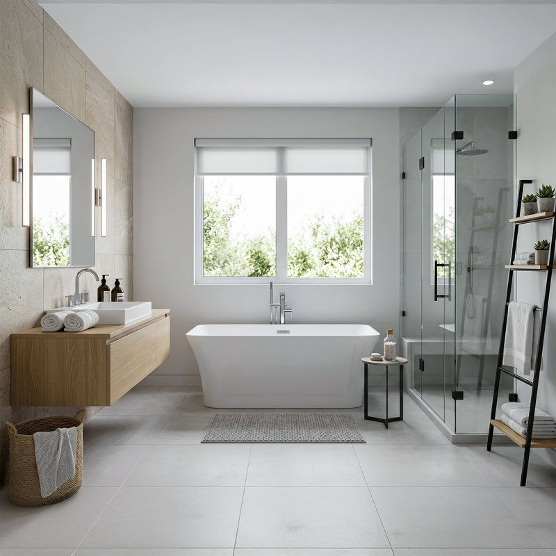 67" x 32" Freestanding Soaking Acrylic Bathtub