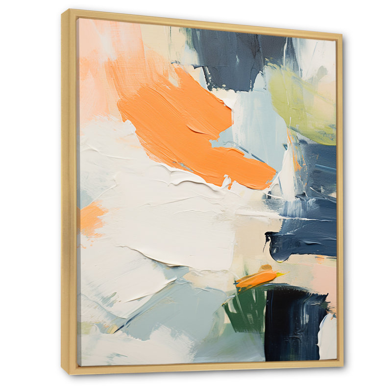 Orange tristesse I - peinture murale abstraite, H 32 po x l 16 po x P 1 po, Cadre naturel flottant