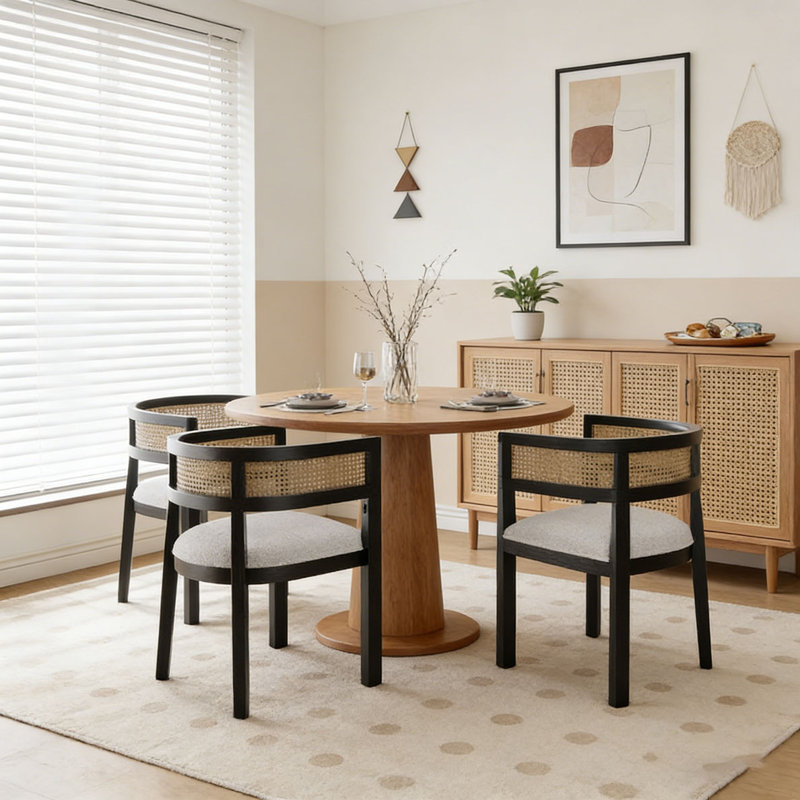 DINING CHAIR, Beige+Black