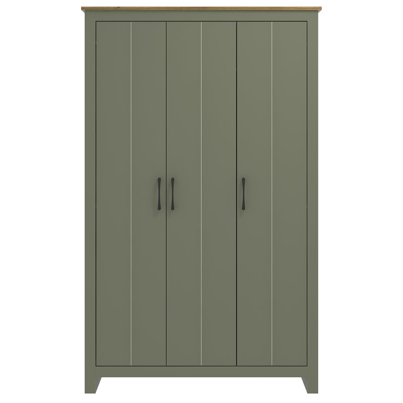 Limestone 3 Door Manufactured Wood Wardrobe, Kale Green/Brown