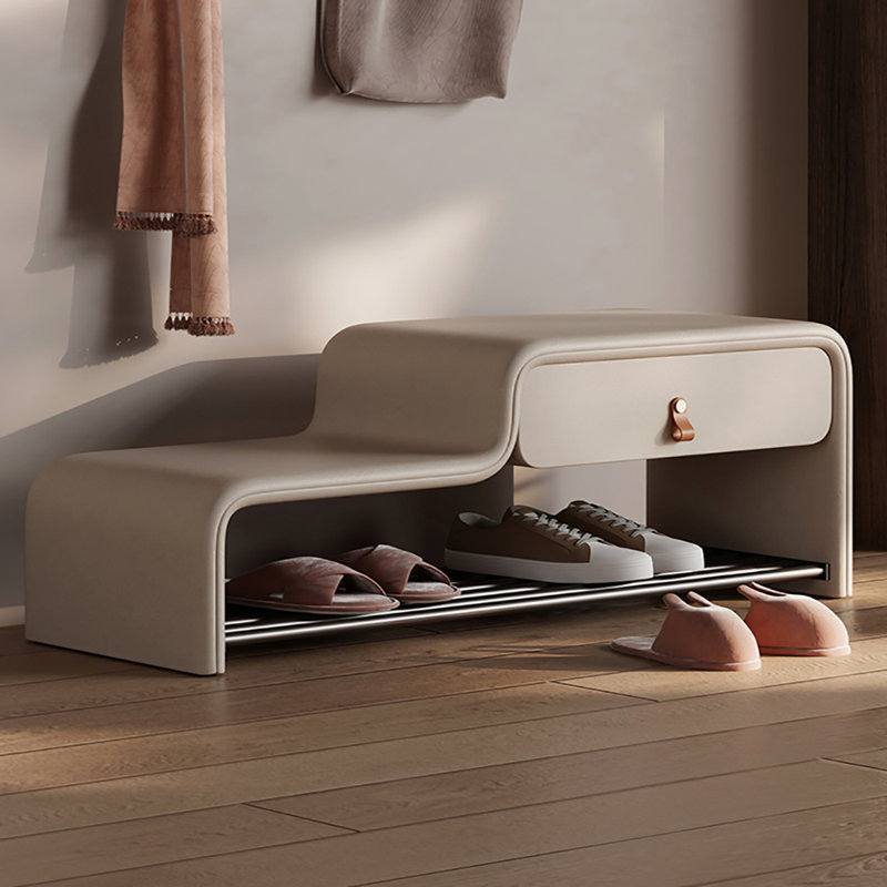 Banc à chaussures en cuir 47,2 po, Beige