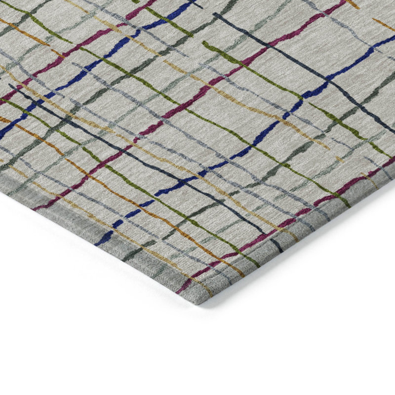 Tapis intérieur lavable rayé rose ivoire et cuivre 5 pi x 8 pi