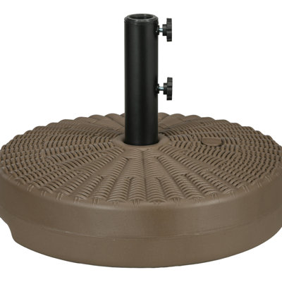 Base de parasol robuste pour l'extérieur - 64 lb, remplissable, poteau de 1,5 po et 2 po, teinte brune qui convient à l'apparence