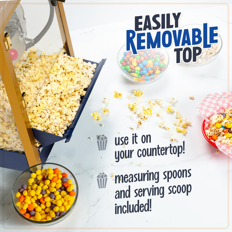 Nostalgia Vintage 8-Ounce Professional Popcorn and Concession Cart, 53 Inches Tall, Makes 32 Cups of Popcorn, Kernel Measuring Cup, Oil Measuring Spoon and Scoop, 13-Inch Wheels