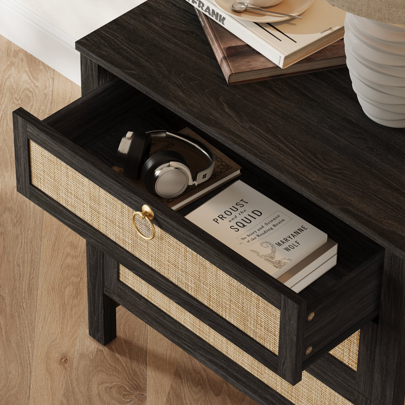 Table de chevet à 3 tiroirs Pomodoro, Obsidienne