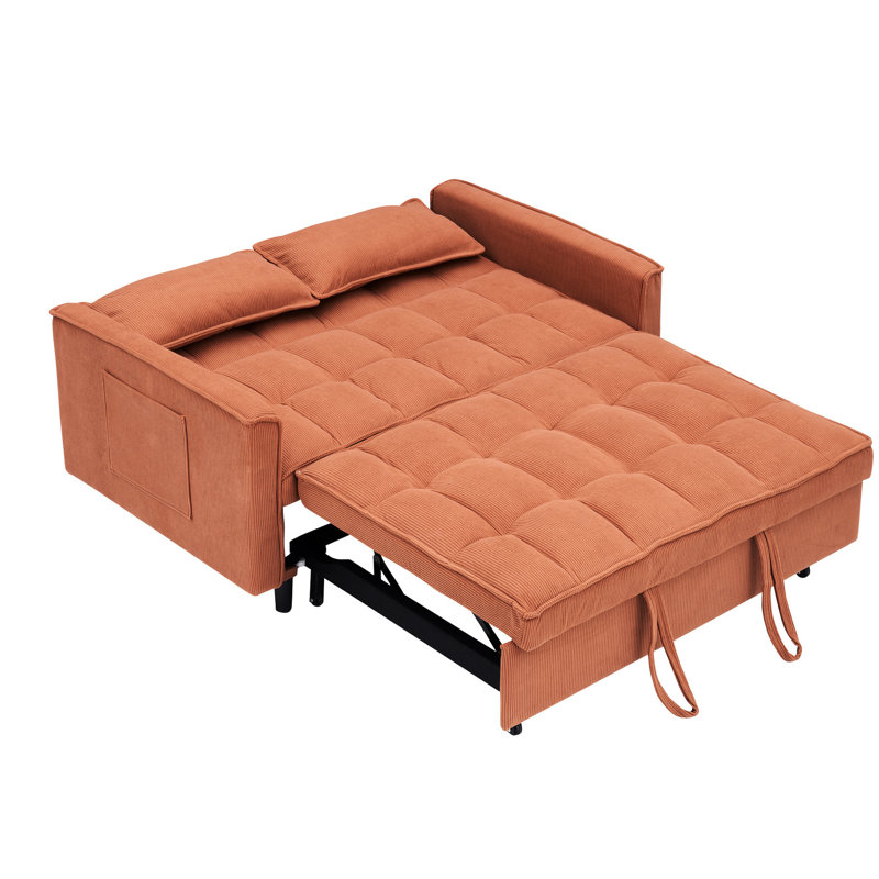 Lit pliant polyvalent en velours côtelé orange pour divers besoins revigorants, Orange Corduroy