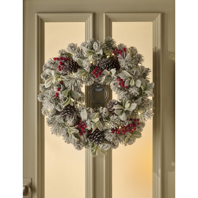 WINTER SOLSTICE - 26" Wreath with Warm White Lights