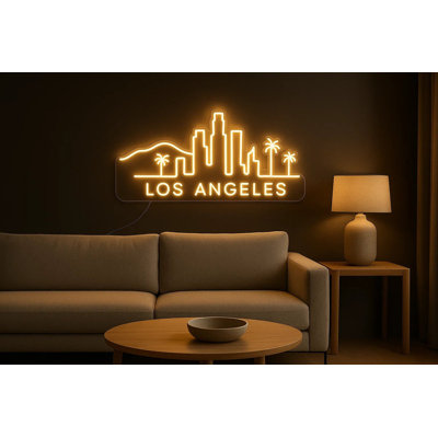 Los Angeles City Skyline Neon Sign - 16" X 10"