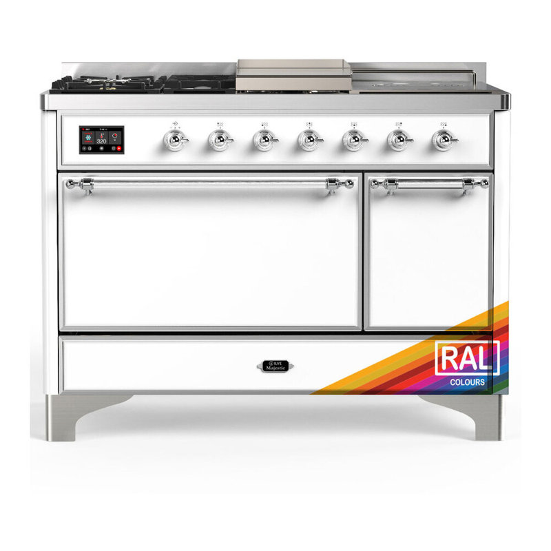 Majestic III Series 48 Inch Dual Fuel Range with 5 Sealed Burners, Griddle, Frenchtop in RAL (Natural Gas, Chrome Trim)