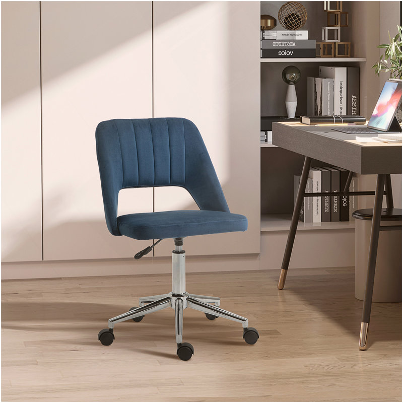Chaise de bureau moderne à dossier moyen en tissu de velours