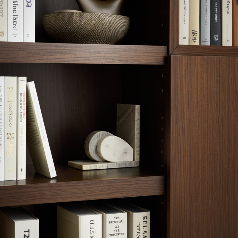 Modern Onyx and Marble Bookends Decorative Book Ends for Home Decor, Bookshelf Styling, or Office Desk Set of 2, 6", Beige & Ivory