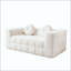 Canapé moderne sans os avec deux coussins décoratifs circulaires, tissu en polyester à poils longs texturé litchi doux pour la peau, canapé à deux places en mousse à carreaux-395457635