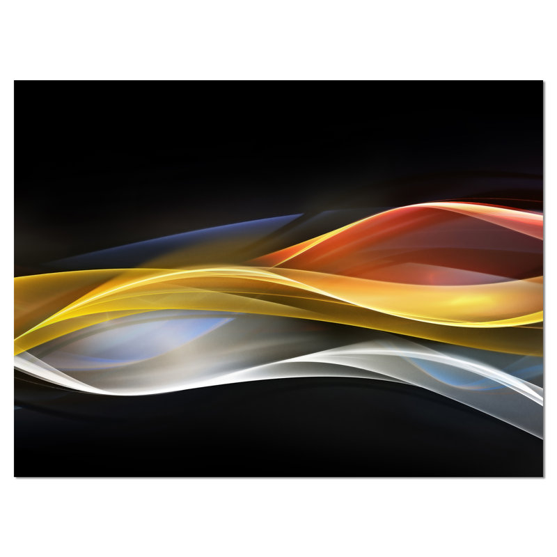" 3D Gold Silver Wave Design ", 20" H x 40" W x 1" D, Wrapped Canvas