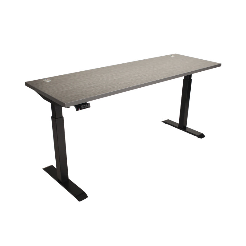 Skyscraper Electric Height Adjustable Standing Desk, Dual Motor and Digital Control with Memory, 72x24, Charcoal Strand Top with Black Frame