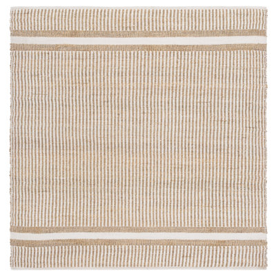Tapis rayé en ivoire naturel / ivoire Natural Fiber