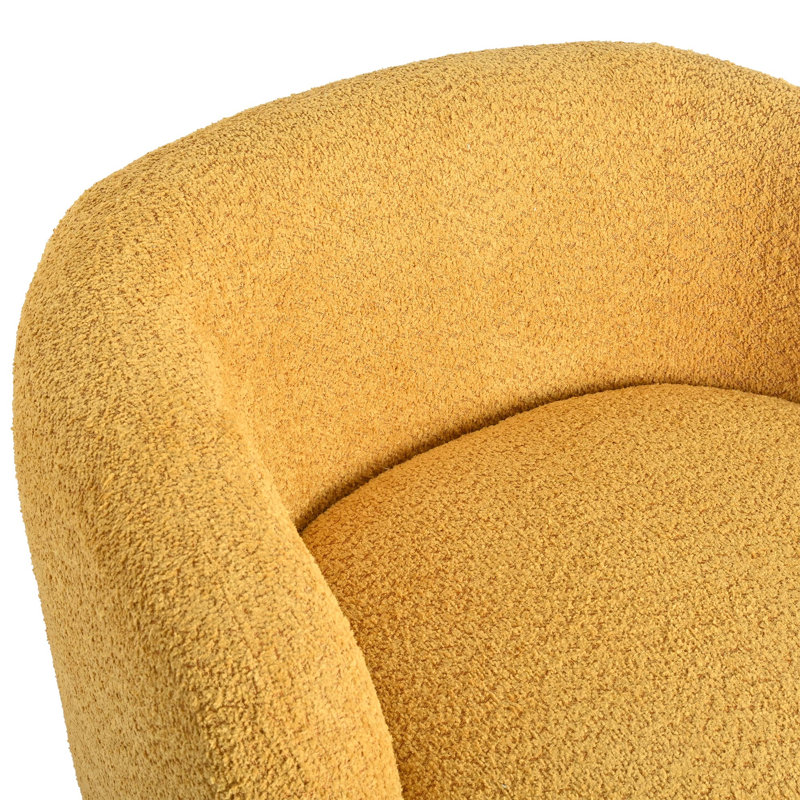 Fauteuil demi-tonneau pivotant rembourré Munehito, Jaune