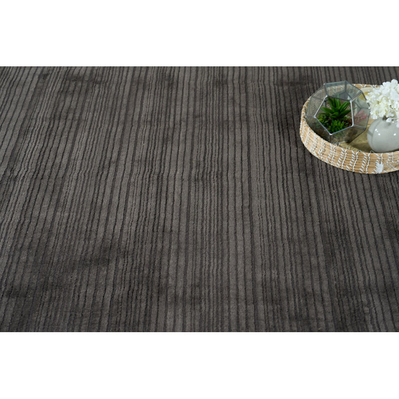 Cavallo Modern handloomed Nylon/Wool Dark Gray Area Rug, Rectangle 9' x 12', Dark Gray