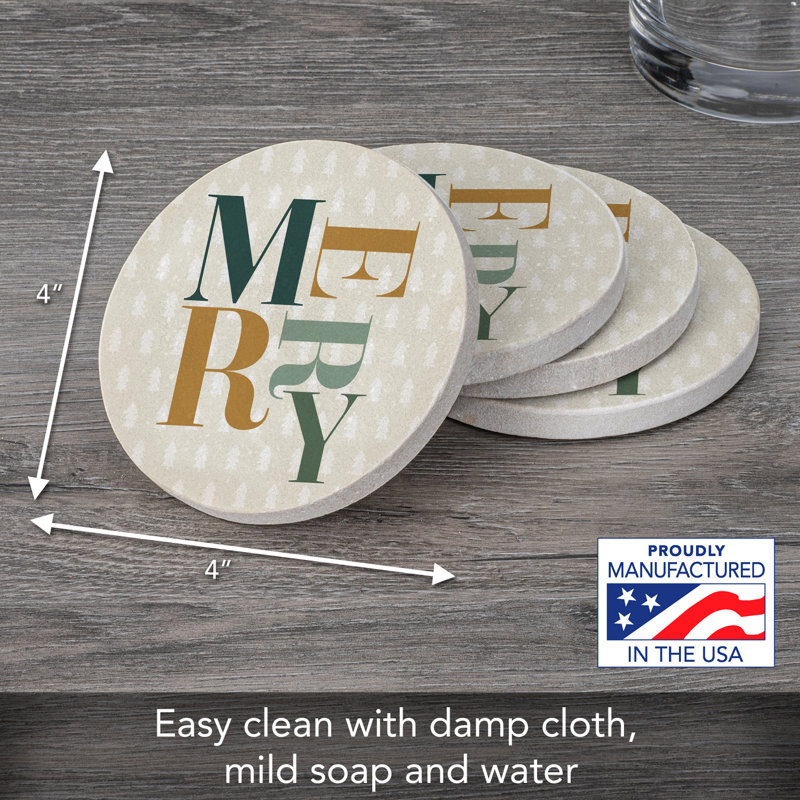Ensemble de 4 sous-verres ronds en grès naturel Merry