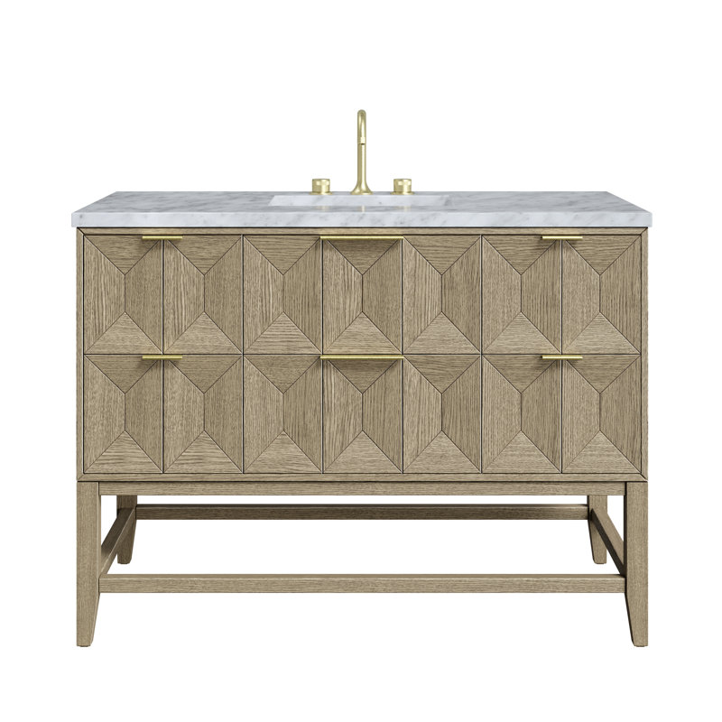 Emmeline 48'' Single Bathroom Vanity with Top, Carrara White, 8" Widespread