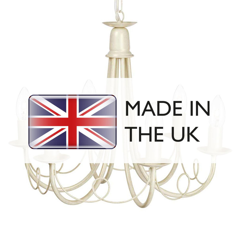 Cline 6 - Light Candle Style Chandelier, Ivory/Gold