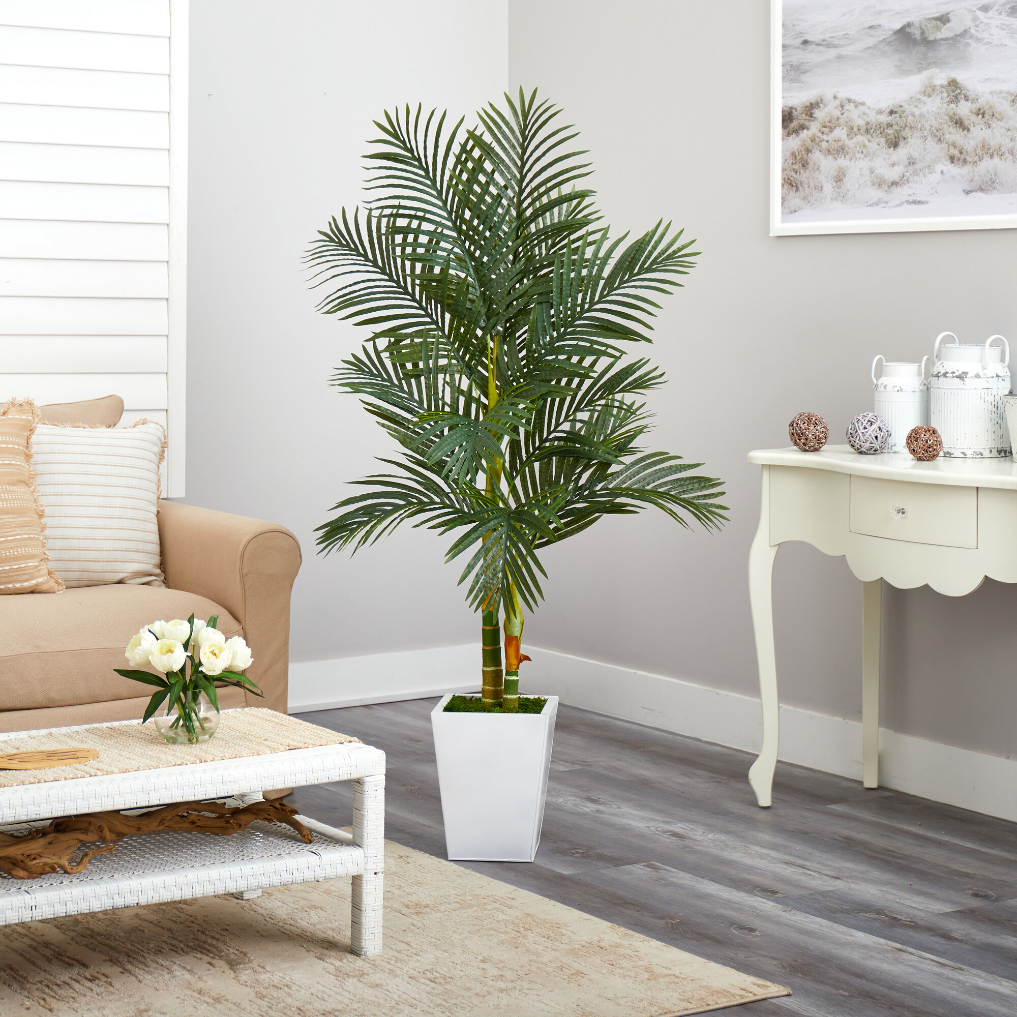 Primrue 66'' Faux Palm Tree in Metal Planter & Reviews | Wayfair