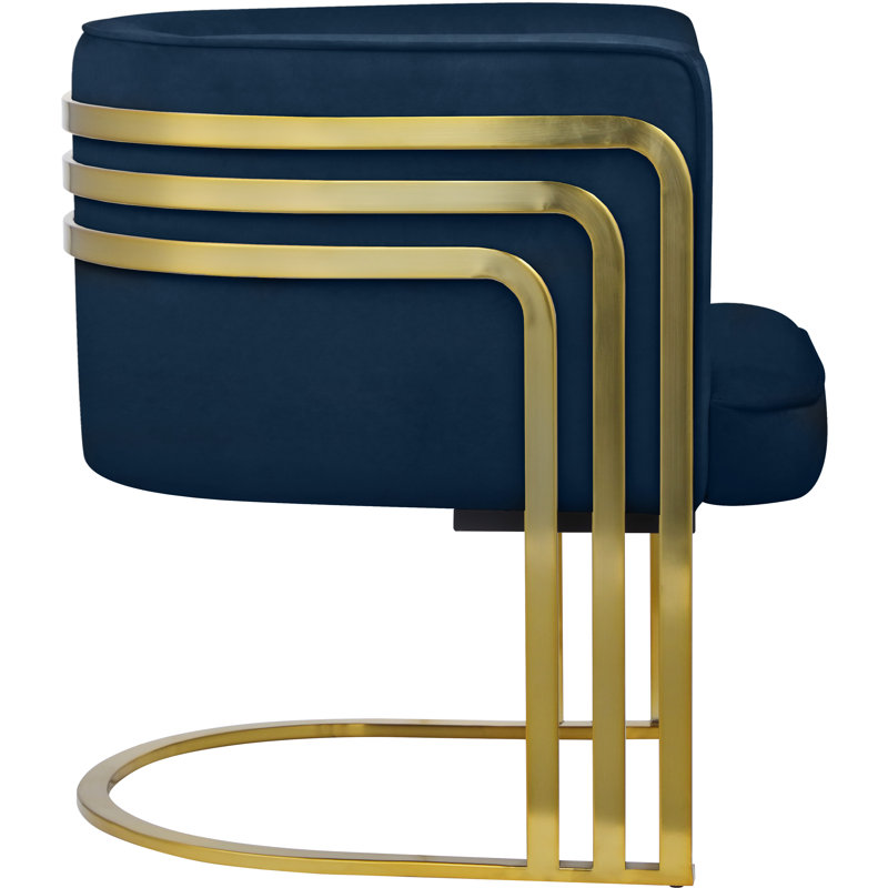 Loicel Velvet Barrel Chair, Navy Velvet