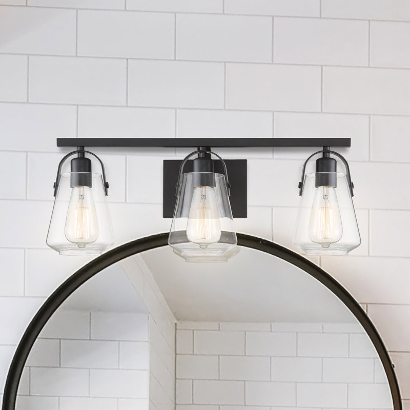 Éclairage de salle de bain à intensité variable 3 lumières Powers, Noir mat