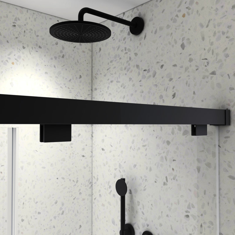 Matte Black Double Sliding Shower Door - 6076 Inch, 8Mm Tempered Glass, Nano Cleaning, Adjustable , Cover Inch Black, Style, Defence Barrier Coating