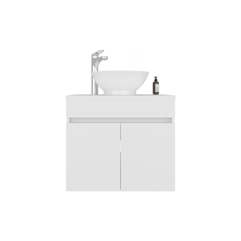 Meuble-lavabo de salle de bain avec lavabo, 2 portes, blanc, Blanc