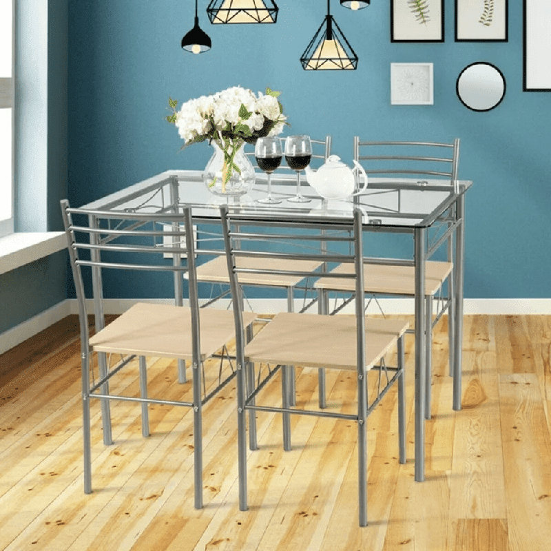 Stouferberg 4 - Person Glass Top Four Leg Dining Set