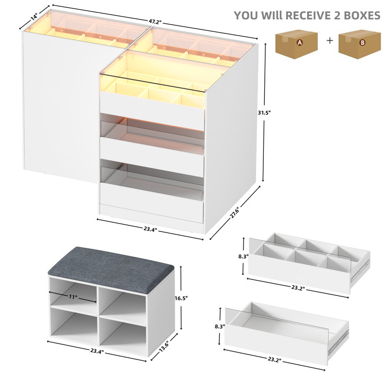 Armoire pour commode avec armoire vitrée Armoire