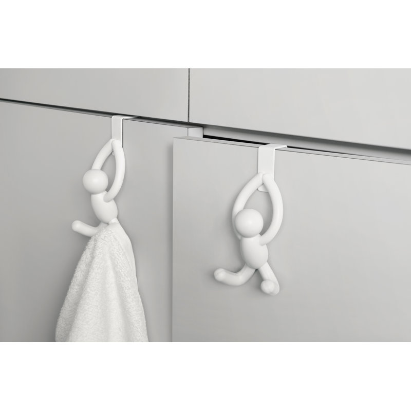 White Plastic and Metal Over-the-Door Buddy Hook Set