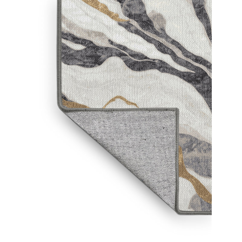 Machine Washable Gray Area Rug, Runner 2' x 5'