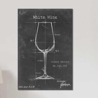 « Barware Blueprint IV », impression sur toile, H 18 po x l 12 po x p 1,5 po, Toile tendue, Pas de tapis