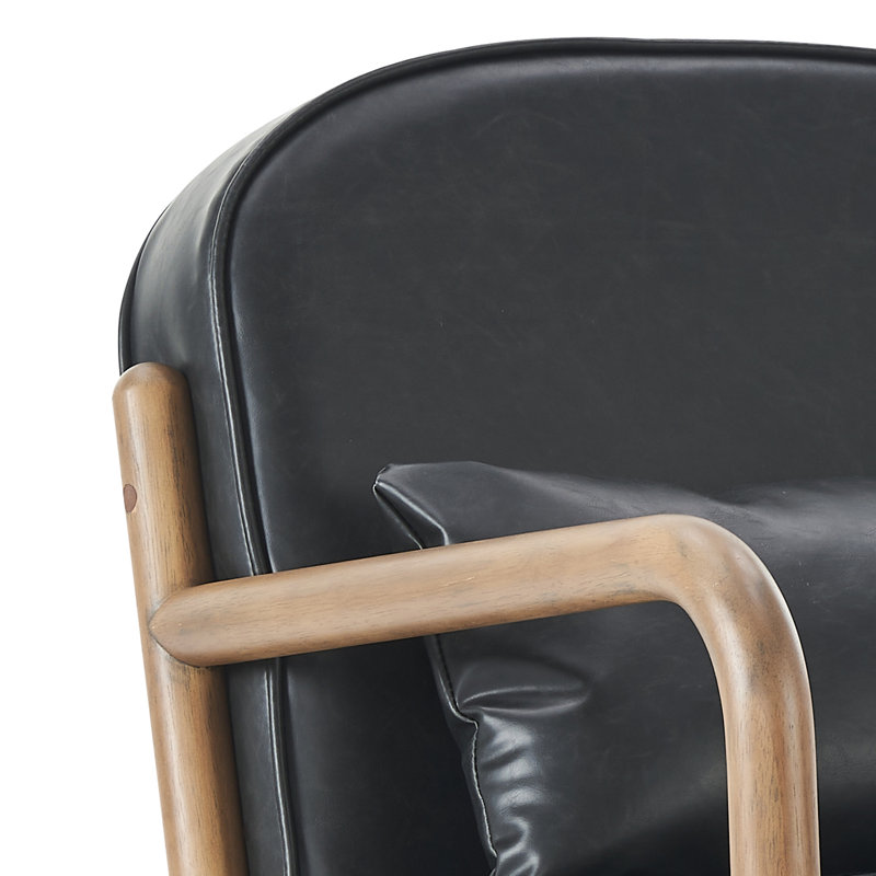 Maggese Faux Leather Armchair, Black Faux Leather