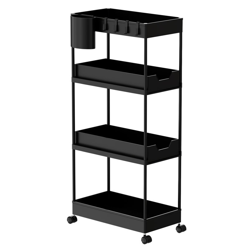 33.07'' H x 15.35'' W Utility Cart with Wheels, Black
