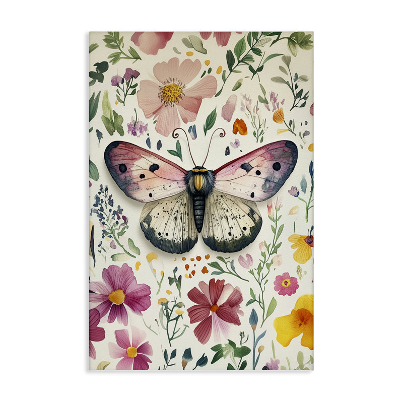 Papillon botanique et toile d'herbes, conception par The Dutch Lady, H 30 po x l 20 po