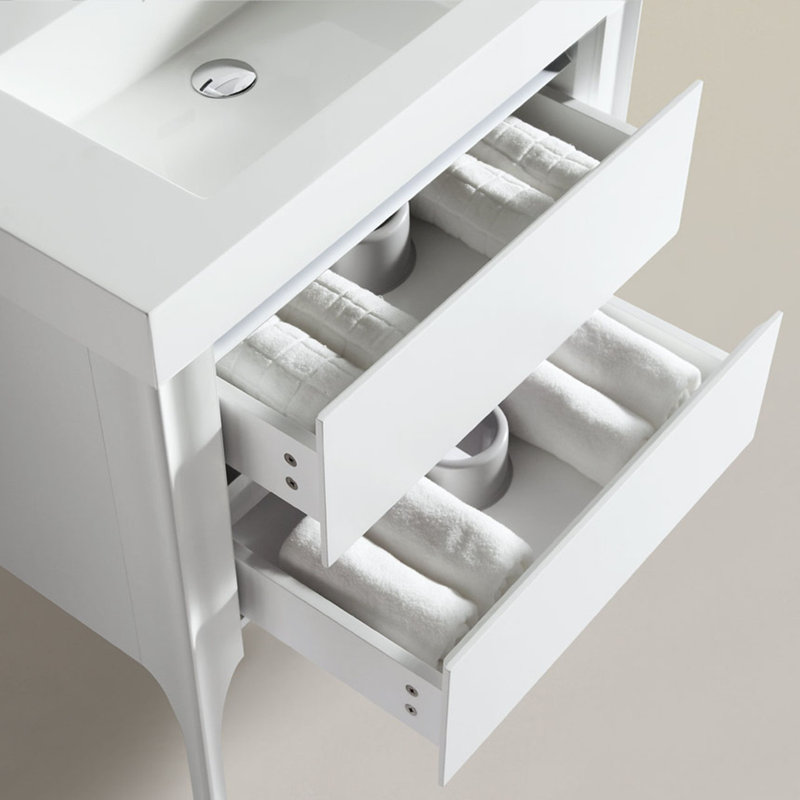 Ensemble de meuble-lavabo simple 30 po Pacifica, Blanc / Blanc