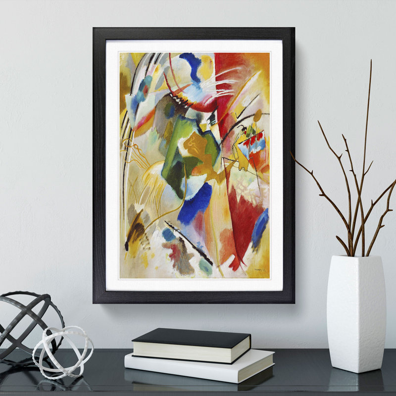 Green Center by Wassily Kandinsky - Picture Frame Painting, Black Framed, 48cm H x 36cm W x 2cm D