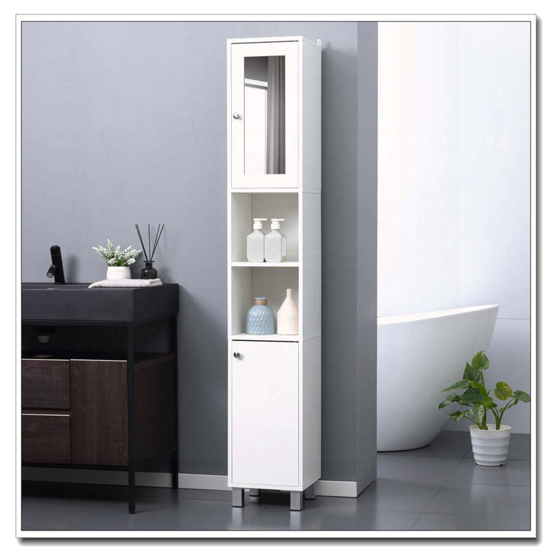 Armoire de rangement haute avec miroir