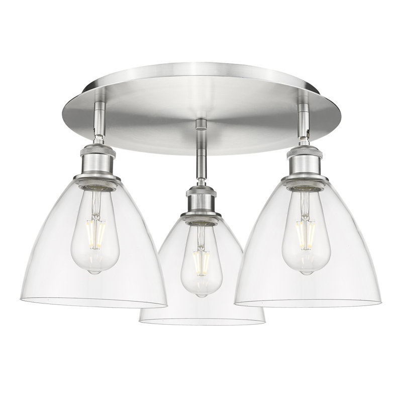 Plafonnier encastré en verre Amenda, Nickel satiné, Transparent