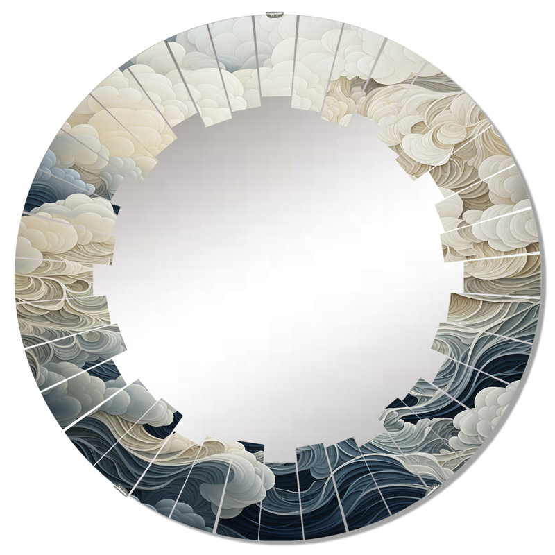 Kacem - Miroir mural nuage rond, 32 po x 32 po