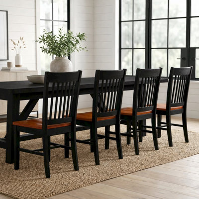 Ensemble de 4 chaises de salle à manger noires et cerise, structure en bois, sièges confortables, design élégant, convient à la cuisine et à la salle à manger