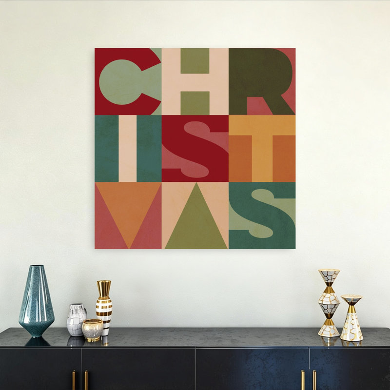 Lettres de Noël colorées, affiche murale abstraite et colorée, H 32 po x l 32 po