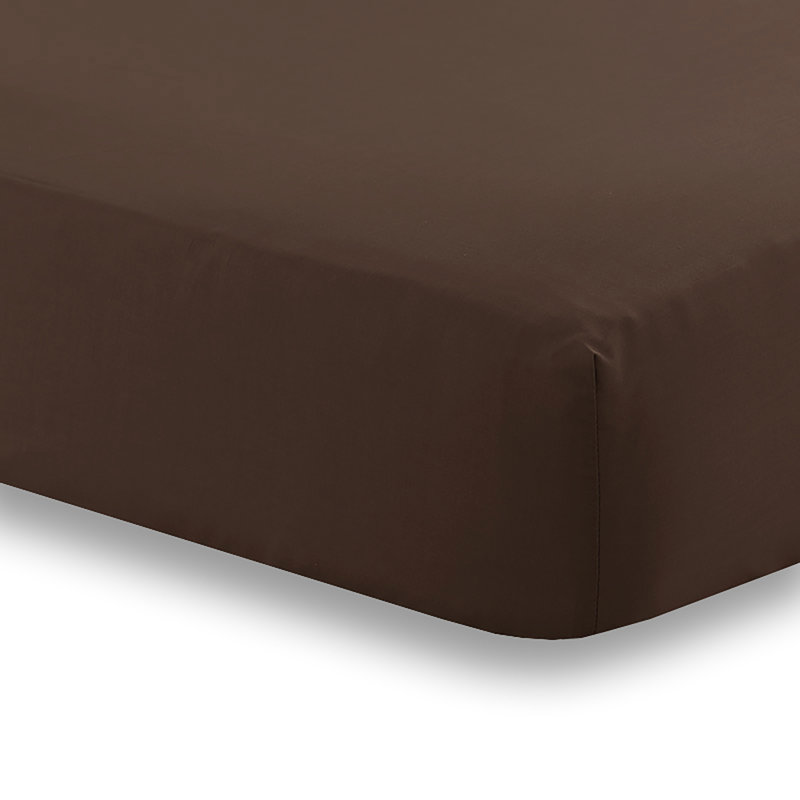 Adamina Cotton Blend/Polyester Plain Weave / Muslin Fitted Sheet, Chocolate, Bunk Bed size, Fitted sheet